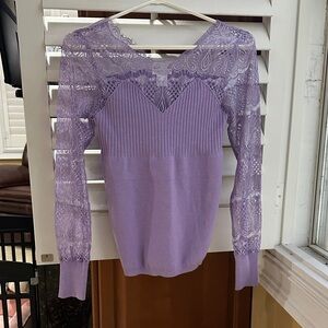 Lavender Lace Knit Sweater by VENUS